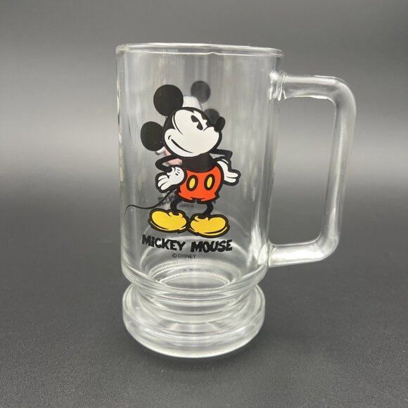 Disney Mickey Mouse Glass Mug Stein Handle 12 oz. EUC - Picture 3 of 8